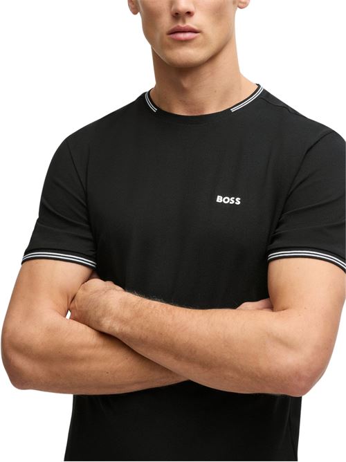 T-shirt uomo nera in cotone Boss Green | 50521245001